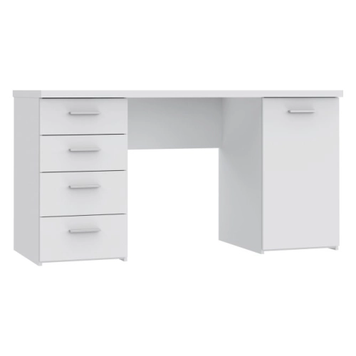 Białe biurko 145x60 cm z 4 szufladami i szafką